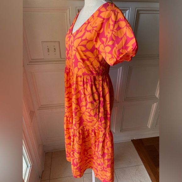 J CREW TROPICAL HAWAIIAN PRINT MIDI DRESS TIERED SIZE 4 - Picture 5 of 8